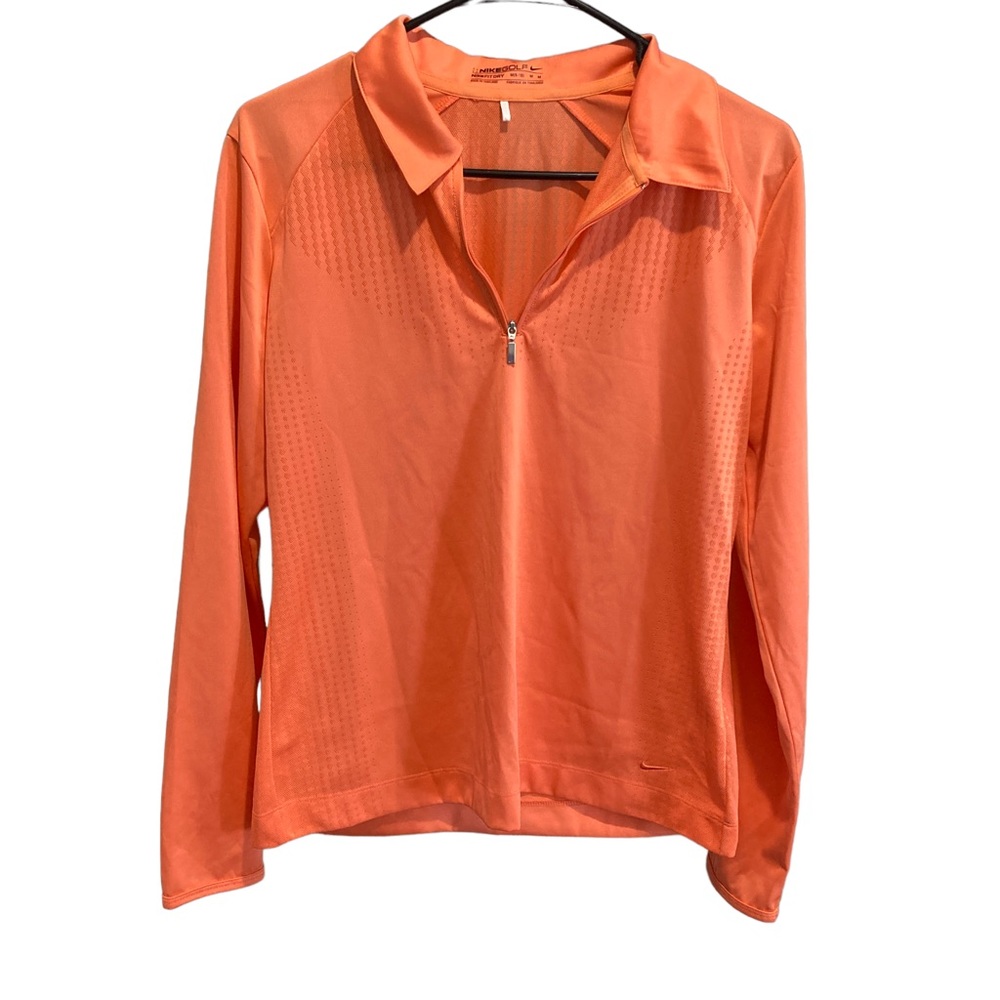 Nike Golf‎ Longsleeve Collared Quarter Zip Orange Fit Dry Medium